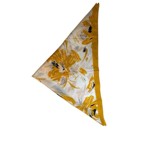 Scarf  Made In Italy Yellow, Black And Cream Polyester Pre-Owned.  30 X 30” - Picture 2 of 6